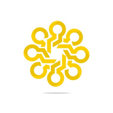 Logo soyut daire sembolü Hexa simgesi bağlanma