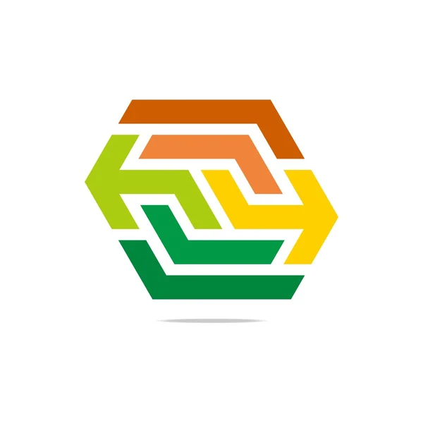 ヘキサ矢印アイコンの完璧なスタイルのロゴの設計 — ストックベクタ