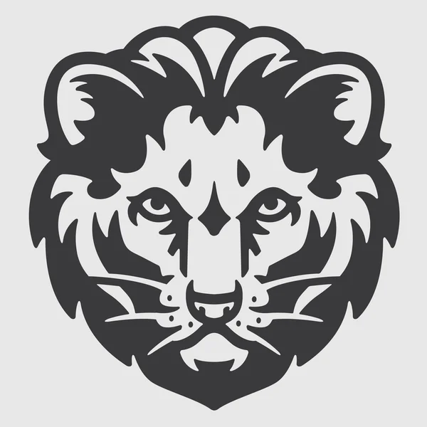 Logo de la cabeza del león emblema de la mascota — Archivo Imágenes Vectoriales
