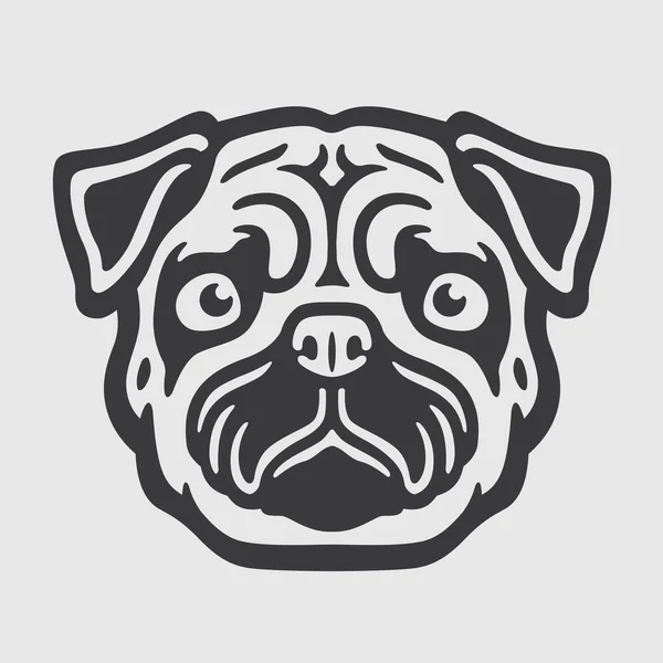 Mops Head Logo Mascot Emblem — Stock Vector