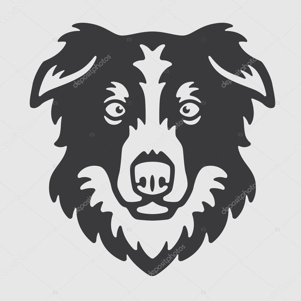 Border Collie Head Logo Mascot Emblem