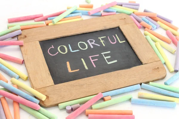 Letter colorful life write on chalkboard — Stock Photo, Image