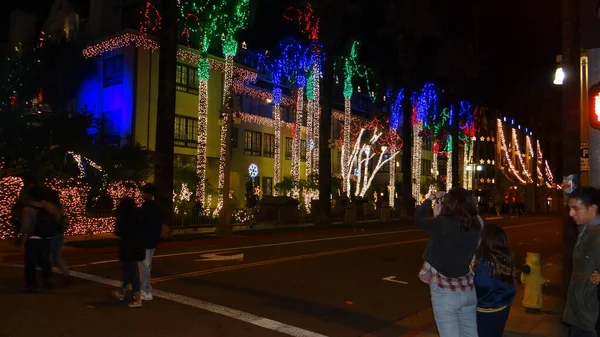 Street Christmas Lights Night — Stock Photo, Image