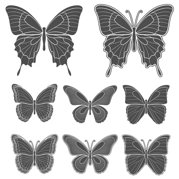 Conjunto de mariposas vectoriales. Objetos aislados — Vector de stock