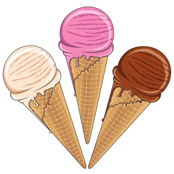 Set de sabroso color helado. Ilustración vectorial. Objetos aislados — Vector de stock