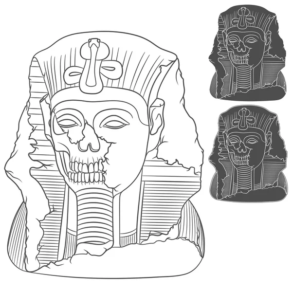 Ancient pharaoh statue of a skull. Set of vector isolated objects — Stock Vector