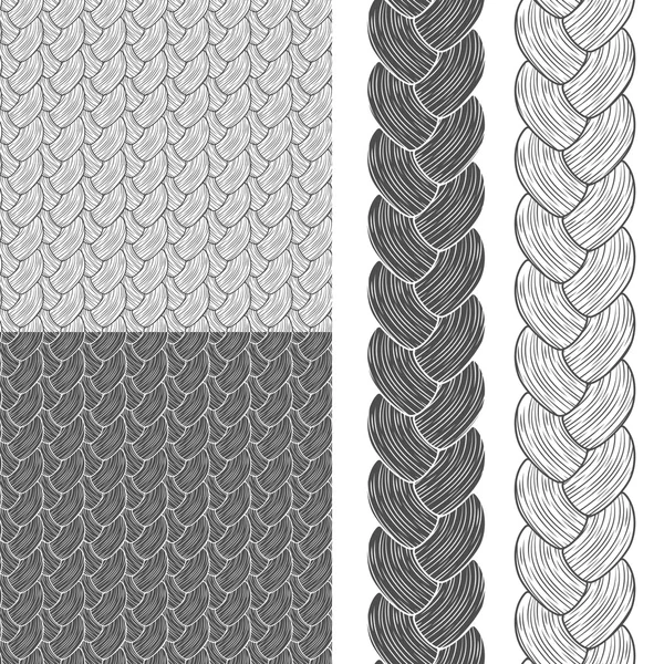 Pigtails ile Dikişsiz desen vektör seti