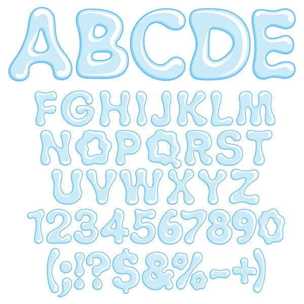 Harfler, sayõlar ve semboller su. Bir beyaz izole nesneleri