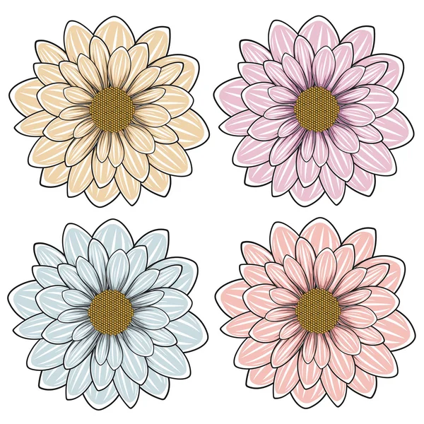 Vectorillustratie met bloemen. Geïsoleerde objecten op een wit — Stockvector