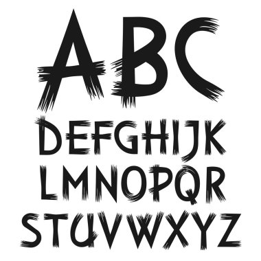 Vektör alfabesi harfleri çizilmiş boya. Bir beyaz izole nesneleri.