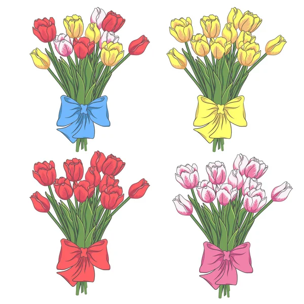 Vector set tulp bloemen. Geïsoleerde objecten op wit — Stockvector