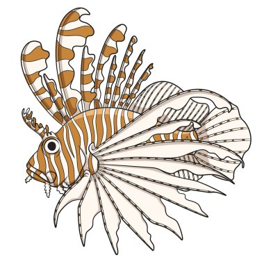 Renk illüstrasyon lionfish. Vektör nesnelerini bir beyaz