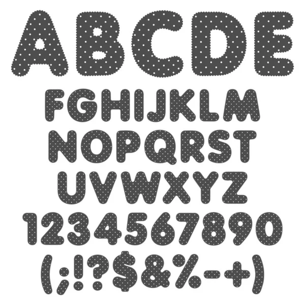 Alfabeto Ondulado Letras Números Signos Con Lunares Conjunto Objetos Aislados — Archivo Imágenes Vectoriales