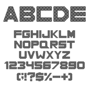 Alfabe, harfler, sayılar ve deri döşemeli tabelalar. Beyaz zemin üzerinde siyah ve beyaz izole vektör nesneleri.