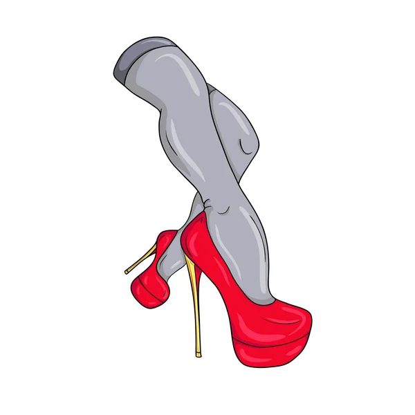 Seksi kadın bacaklarını açıp kırmızı ayakkabılar. — Stok Vektör