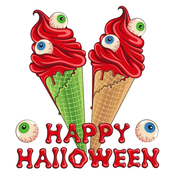 Blutiges Halloween-Eis mit Augen — Stockvektor