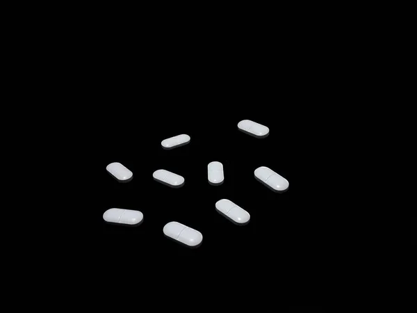 Antidepressivos Pílulas Drogas Fundo Preto — Fotografia de Stock