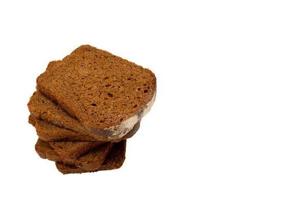 Ein Stapel Geschnittenes Roggenbrot Großaufnahme Isolieren — Stockfoto