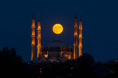 Selimiye Camii dolunay manzaralı, Edirne, Türkiye