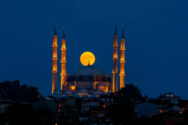 Мечеть Селимие Великолепным Видом Полнолуние Эдирне Турция — стоковое фото