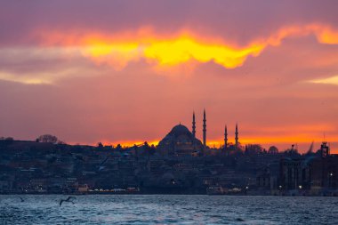 Sultanahmet Camii silueti ve Günbatımı