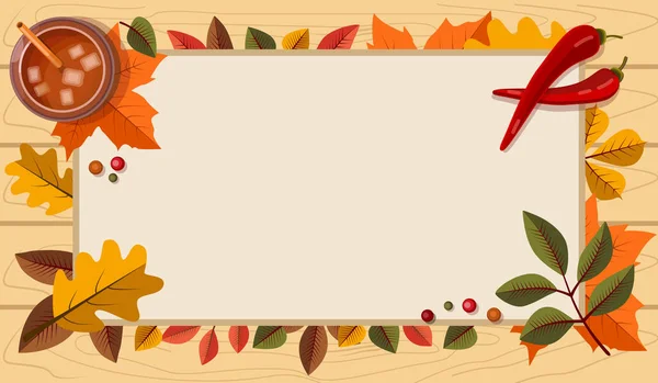 Beautiful Autumn Frame Leaves Background Text Vector Illustration — Stock Vector