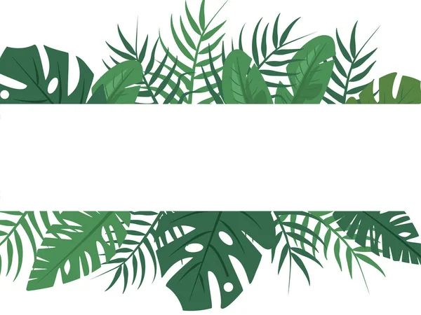 Beautiful Background Green Tropical Leaves Place Inscripion Vector Illustration — Vetor de Stock