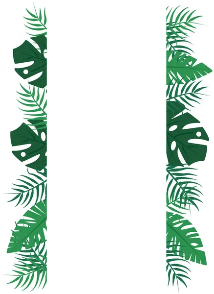 Cadre Vertical Avec Feuilles Tropicales Beau Fond Pour Inscription Illustration — Image vectorielle