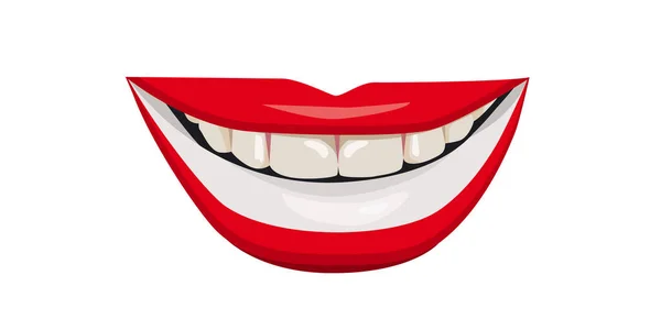 Dudaklarında Avusturya Bayrağı Beyaz Dişli Bir Kadının Gülümsemesi Vektör Illüstrasyonu — Stok Vektör