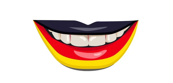 Vlag Van Duitsland Lippen Een Glimlach Van Een Vrouw Met — Stockvector