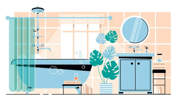 Acogedor Baño Interior Vector Ilustración Inicio Objetos Interiores Ilustración Vectorial — Archivo Imágenes Vectoriales