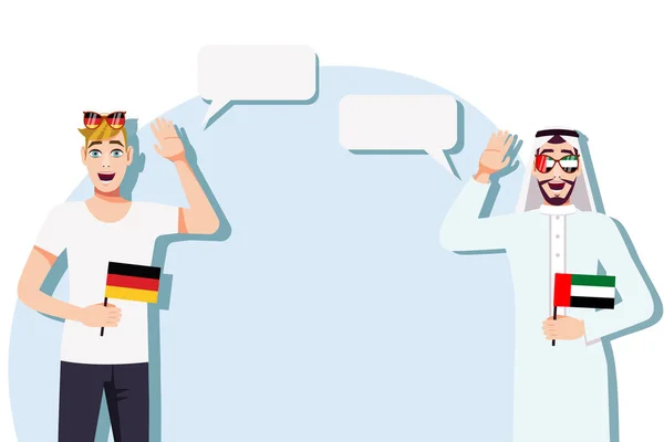 Чоловіки Німецькими Оае Прапорами Концепція Міжнародного Спілкування Освіти Спорту Подорожей — стоковий вектор