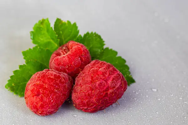 Fresh Raspberries Light Beige Background — Stock Photo, Image