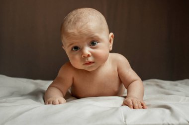 Küçük bir çocuğun portresi. Karanlık anahtar. yatay