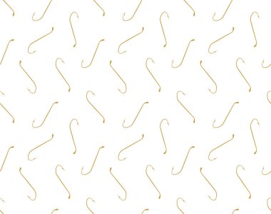 Altın olta iğnesi. Beyaz arkaplanda pürüzsüz desen