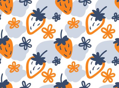 Çılgın çilek. Komik böğürtlenli kusursuz desen. 