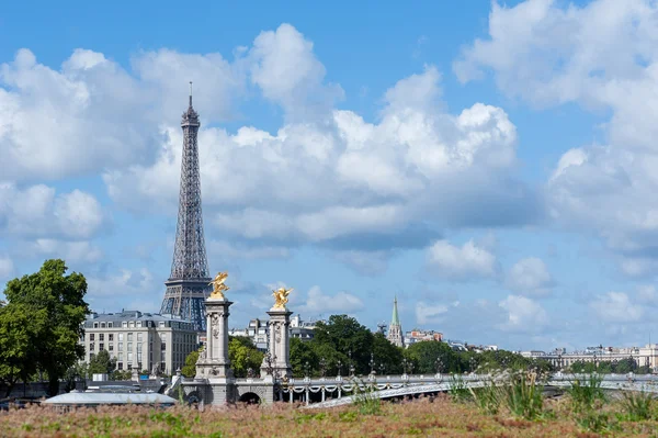 París - Torre Eiffel y puente Alexandre III — Foto de Stock