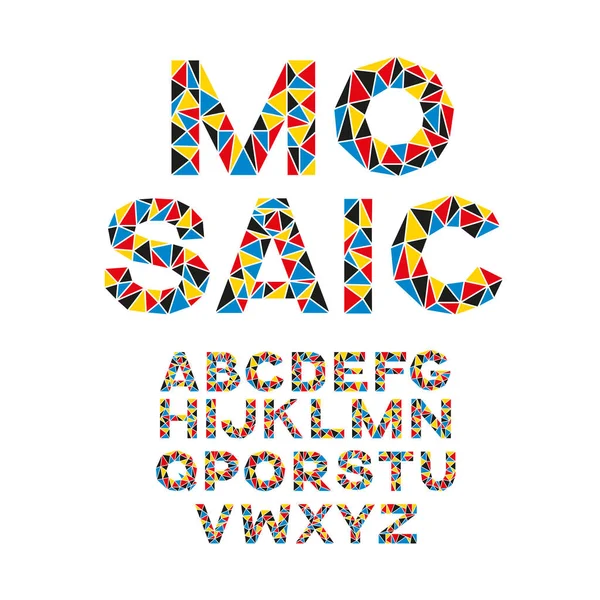 Vector Kleurrijke Mozaïek Lettertype Creatieve Engelse Letters Gemaakt Van Driehoeken — Stockvector