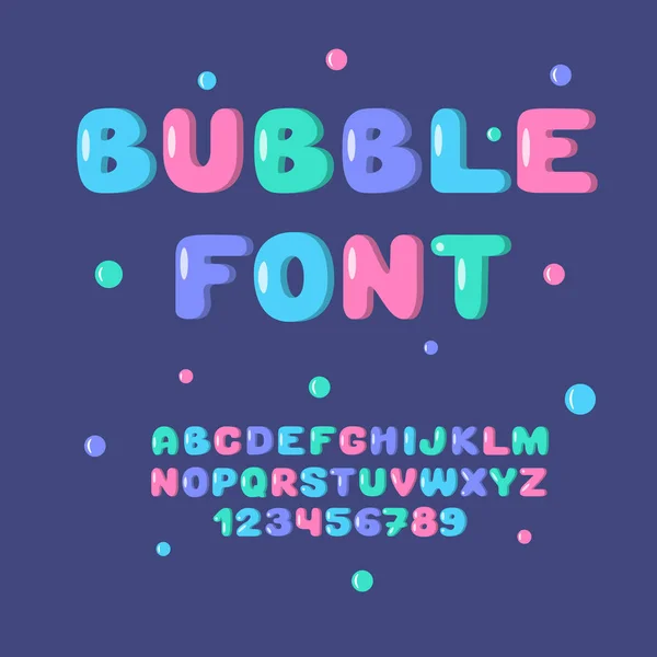 Met Hand Getekend Kind Bubble Lettertype Vector Set Van Kleurrijke — Stockvector