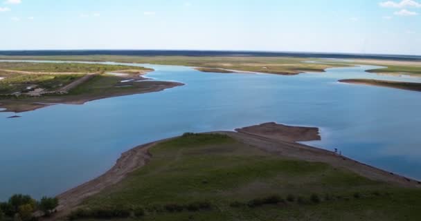 Drone Uzbekistán Karakapakstan Aral Sea Muynak Amu Darya — Vídeos de Stock