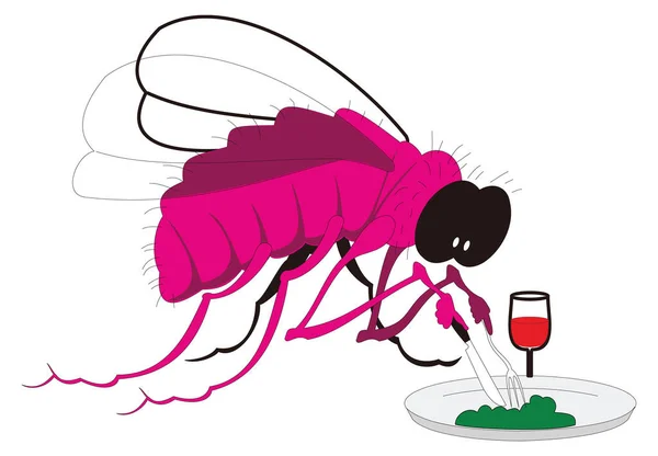 Moscas Comer Insectos Vector Ilustración Fondo Transparente — Vector de stock