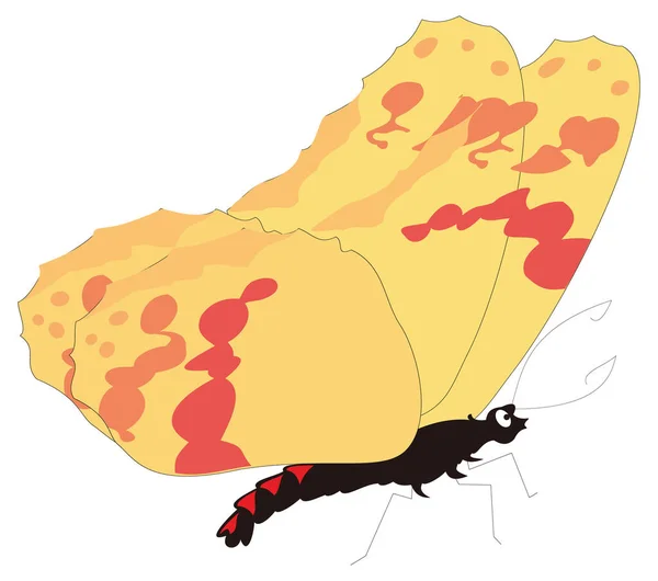 Giallo Rosso Farfalla Stand Insetto Vettore Illustrazione Trasparente Sfondo — Vettoriale Stock