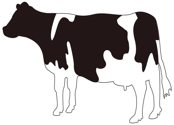 Noir Blanc Vache Animal Vecteur Illustration Transparent Fond — Image vectorielle