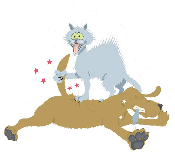 Kot Walka Pies Zwierzę Wektor Ilustracja Przezroczyste Tło — Wektor stockowy