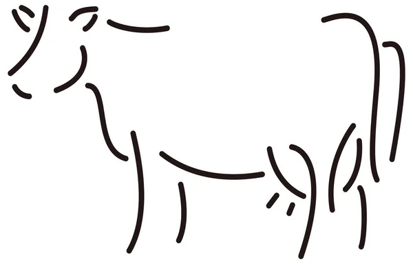 Cow Line Art Animal Vector Illustration Transparent Background — Stock Vector