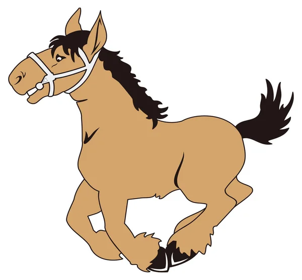 有趣的棕色马跑动物矢量图解透明的背景 — 图库矢量图片