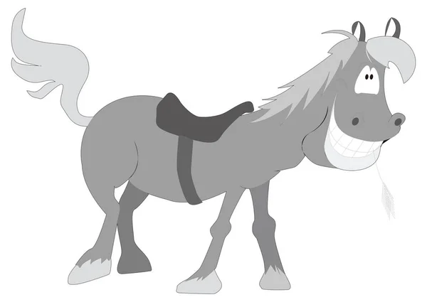 Divertido Caballo Gris Vaquero Animal Vector Ilustración Fondo Transparente — Vector de stock