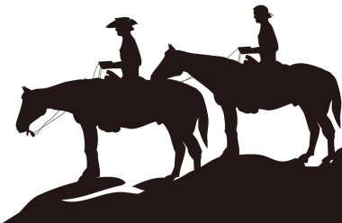 At kovboyu silueti hayvan vektör çizimi şeffaf arkaplan