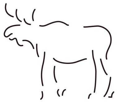 Geyik çizgisi sanat hayvan vektör illüstrasyonu şeffaf arkaplan