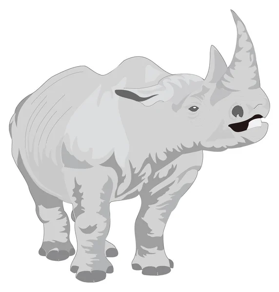 Rinoceronte Gris Animal Vector Ilustración Fondo Transparente — Vector de stock